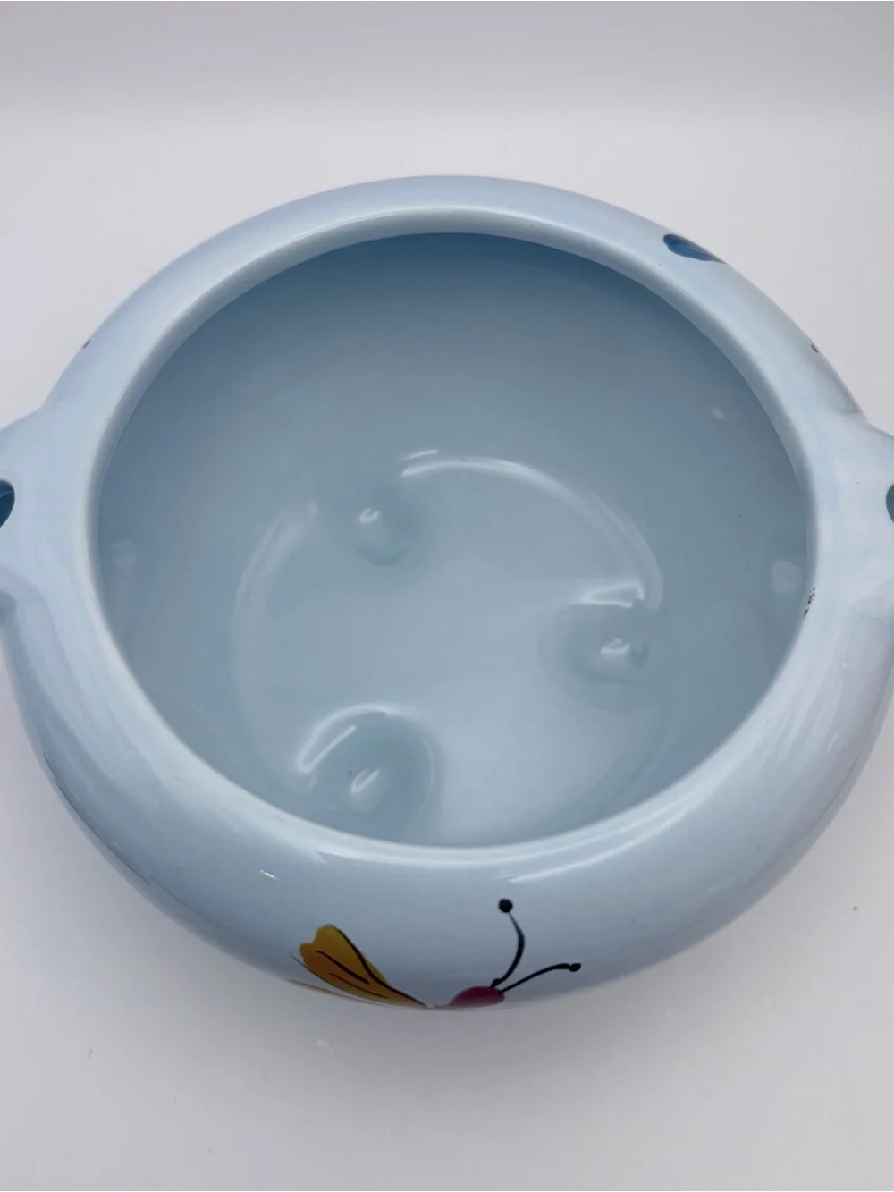 Vintage Ceramic *African Violet Planter Self Watering Dragonfly Pot Light Blue